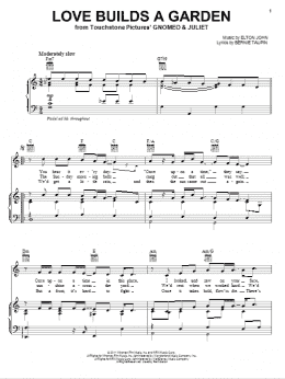 page one of Love Builds A Garden (Piano, Vocal & Guitar Chords (Right-Hand Melody))