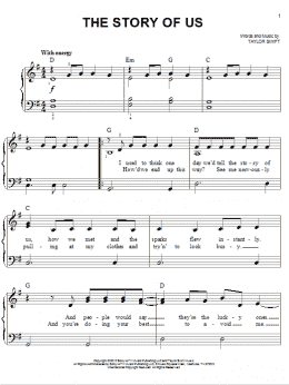 page one of The Story Of Us (Easy Piano)