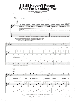 page one of I Still Haven't Found What I'm Looking For (Guitar Tab (Single Guitar))