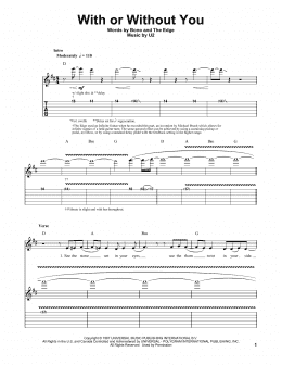 page one of With Or Without You (Guitar Tab (Single Guitar))