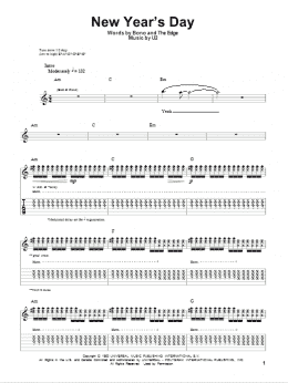 page one of New Year's Day (Guitar Tab (Single Guitar))