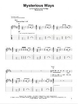 page one of Mysterious Ways (Guitar Tab (Single Guitar))