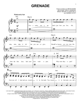 page one of Grenade (Easy Piano)