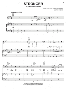 page one of Stronger (Piano, Vocal & Guitar Chords (Right-Hand Melody))