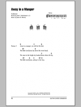 page one of Away In A Manger (Guitar Chords/Lyrics)