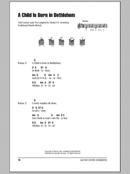 page one of A Child Is Born In Bethlehem (Guitar Chords/Lyrics)