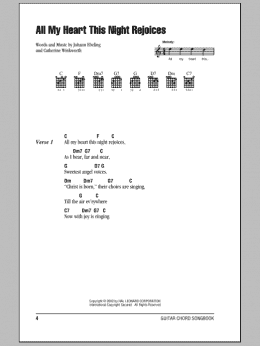 page one of All My Heart This Night Rejoices (Guitar Chords/Lyrics)