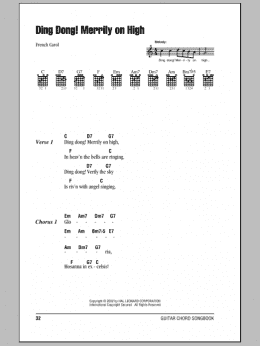page one of Ding Dong! Merrily On High! (Guitar Chords/Lyrics)
