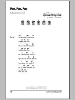 page one of Fum, Fum, Fum (Guitar Chords/Lyrics)