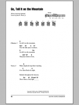 page one of Go, Tell It On The Mountain (Guitar Chords/Lyrics)
