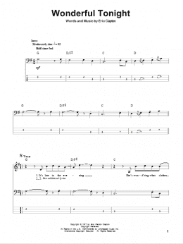 page one of Wonderful Tonight (Bass Guitar Tab)