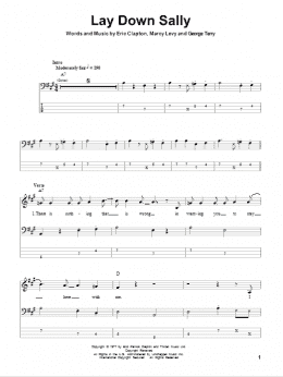 page one of Lay Down Sally (Bass Guitar Tab)