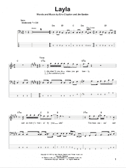 page one of Layla (Bass Guitar Tab)