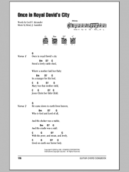 page one of Once In Royal David's City (Guitar Chords/Lyrics)