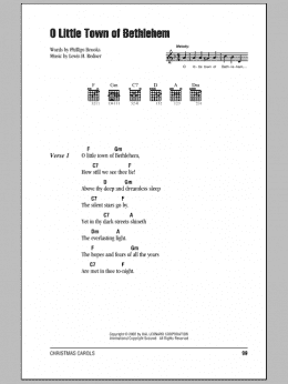 page one of O Little Town Of Bethlehem (Guitar Chords/Lyrics)