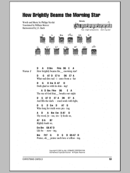 page one of How Brightly Beams The Morning Star (Guitar Chords/Lyrics)