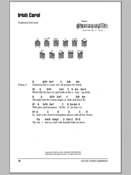 page one of Irish Carol (Guitar Chords/Lyrics)