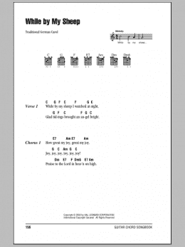 page one of While By My Sheep (Guitar Chords/Lyrics)