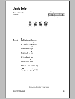 page one of Jingle Bells (Guitar Chords/Lyrics)