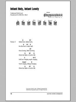 page one of Infant Holy, Infant Lowly (Guitar Chords/Lyrics)