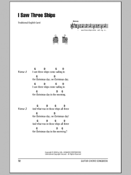 page one of I Saw Three Ships (Guitar Chords/Lyrics)