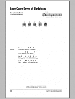 page one of Love Came Down At Christmas (Guitar Chords/Lyrics)