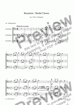 page one of Bridal Chorus / Brautchor. From Lohengrin (Trio: 3 Double Basses / Contrabasses) ("Treulich geführt")