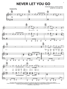 page one of Never Let You Go (Piano, Vocal & Guitar Chords (Right-Hand Melody))