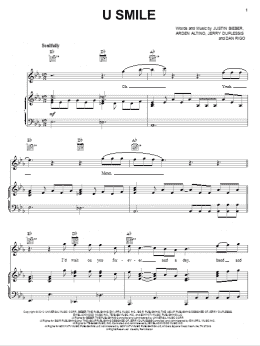 page one of U Smile (Piano, Vocal & Guitar Chords (Right-Hand Melody))