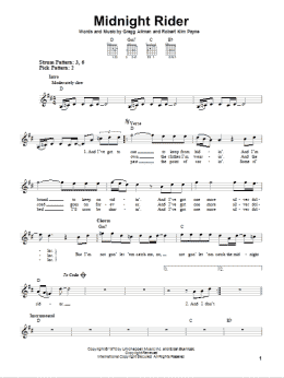 page one of Midnight Rider (Easy Guitar)