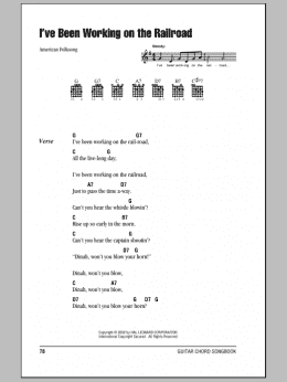 page one of I've Been Working On The Railroad (Guitar Chords/Lyrics)
