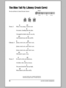 page one of The Blue Tail Fly (Jimmy Crack Corn) (Guitar Chords/Lyrics)