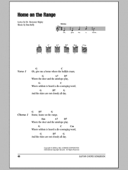 page one of Home On The Range (Guitar Chords/Lyrics)