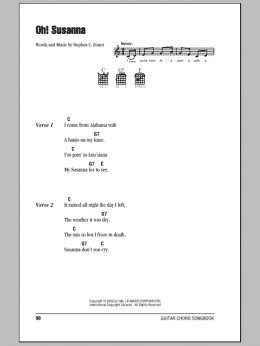 page one of Oh! Susanna (Guitar Chords/Lyrics)