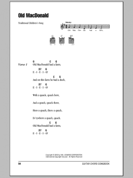 page one of Old MacDonald (Guitar Chords/Lyrics)