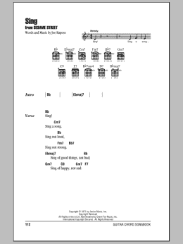 page one of Sing (Guitar Chords/Lyrics)