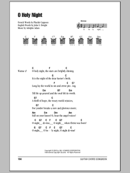page one of O Holy Night (Guitar Chords/Lyrics)