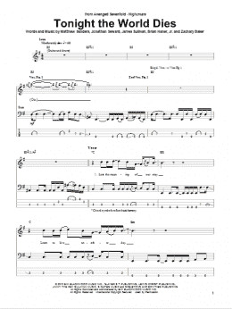 page one of Tonight The World Dies (Bass Guitar Tab)