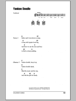 page one of Yankee Doodle (Guitar Chords/Lyrics)
