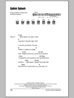 page one of Splish Splash (Guitar Chords/Lyrics)