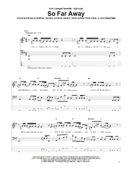 page one of So Far Away (Bass Guitar Tab)