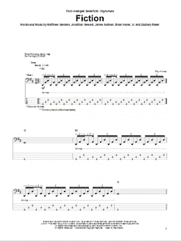 page one of Fiction (Bass Guitar Tab)