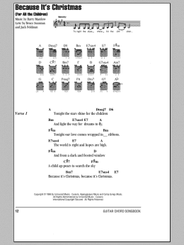 page one of Because It's Christmas (For All The Children) (Guitar Chords/Lyrics)