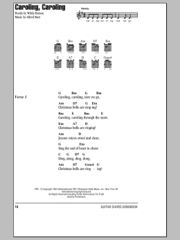 page one of Caroling, Caroling (Guitar Chords/Lyrics)