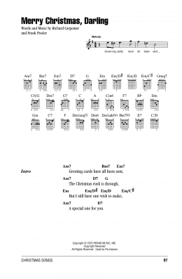 page one of Merry Christmas, Darling (Guitar Chords/Lyrics)