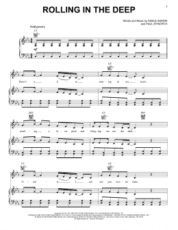 page one of Rolling In The Deep (Piano, Vocal & Guitar Chords (Right-Hand Melody))