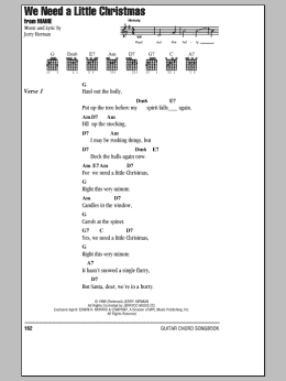 page one of We Need A Little Christmas (Guitar Chords/Lyrics)