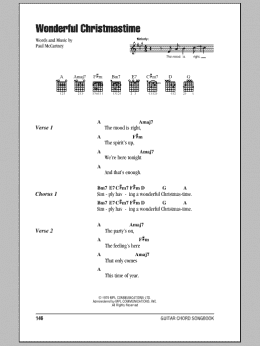 page one of Wonderful Christmastime (Guitar Chords/Lyrics)
