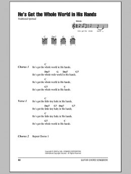 page one of He's Got The Whole World In His Hands (Guitar Chords/Lyrics)