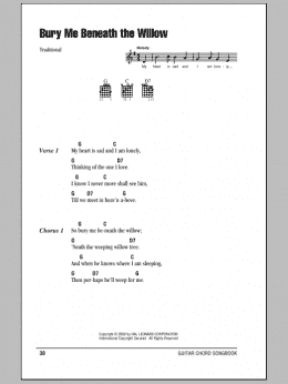 page one of Bury Me Beneath The Willow (Guitar Chords/Lyrics)
